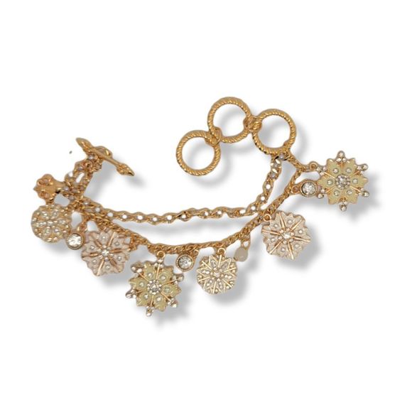 Gold-Tone Ice and Snow Charm Bracelet, one size fits most 7" to 9" wrist - Picture 1 of 8